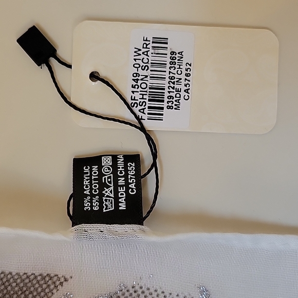 Gauzy scarf with pearls & glittery accents approximately 72 inches in length NWT - Picture 11 of 12